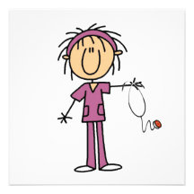 Female Stick Figure Nurse Personalized Announcement