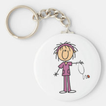 Female Stick Figure Nurse Keychains