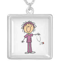 Female Stick Figure Nurse Necklaces