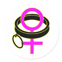 female submissive collar symbol round sticker