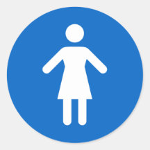Female symbol, classic blue and white sticker