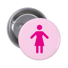 Female symbol, pink woman on lighter pink button