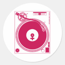Female Symbol Turntable Deck - DJ Disc Jockey Stickers