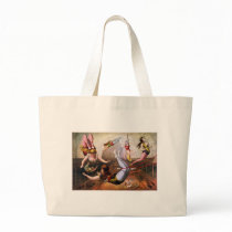 Female trapeze acrobats at circus canvas bag