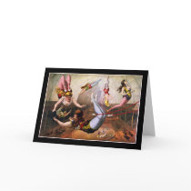Female trapeze acrobats at circus cards
