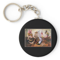Female trapeze acrobats at circus keychains