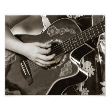 Female with acoustic  Guitar hand and hip view Photo