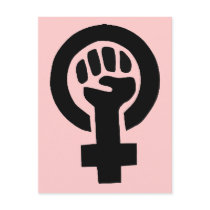 Feminist Girl Power Symbol with Pink Background Post Cards
