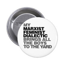 Feminist humour pinback button