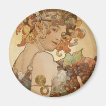 Femme avec le fruit aimants pour réfrigérateur