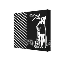 Femme blanche d'art déco de toile de noir vintage  impressions sur toile