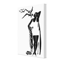 Femme blanche de noir vintage d'art déco de toile toile tendue