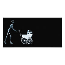 FEMME DE RAYON X ET VOITURE D'ENFANT SQUELETTIQUES CARTE AVEC PHOTO