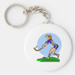 Femme d'hockey de champ porte-clefs