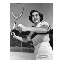 Femme jouant au tennis 3 cartes postales