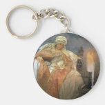Femmes de ~ d'Alfons Mucha avec la bougie brûlante Porte-clefs