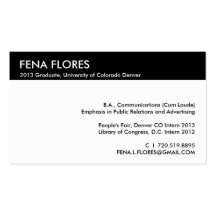 fena flores : graduate 2 business cards