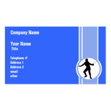 Fencing Silhouette; blue Business Card Template