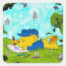 Ferald Drawing By The Waterfall Sticker