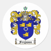 FERGUSON FAMILY CREST -  FERGUSON COAT OF ARMS ROUND STICKERS