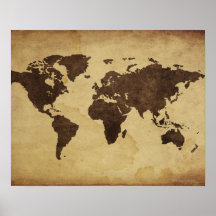 Fermez-vous de la carte antique 3 du monde affiches