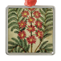 Fern with red and yellow flowers christmas ornaments