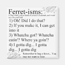 Ferret Pictures Sayings and Quotes Fridge Magnet