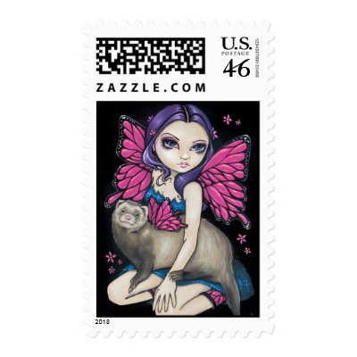 "Ferret with Butterfly Wings" Stamp by strangeling