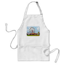 Ferris Wheel Against Blue Sky Aprons