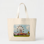 Ferris Wheel Against Blue Sky Canvas Bag