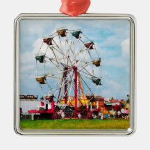 Ferris Wheel Against Blue Sky Christmas Ornaments
