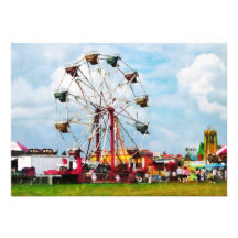 Ferris Wheel Against Blue Sky Custom Invites