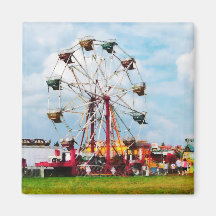 Ferris Wheel Against Blue Sky Fridge Magnets