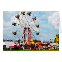 Ferris Wheel Against Blue Sky Greeting Cards