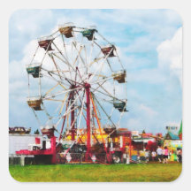 Ferris Wheel Against Blue Sky Square Stickers