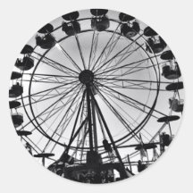 Ferris Wheel in Black and White Photo Gifts Round Sticker