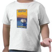 Ferry and Mountains - Seattle, Washington Shirt