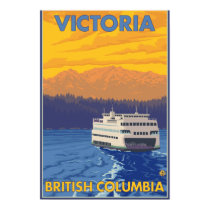 Ferry and Mountains - Victoria, BC Canada posters