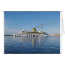 Ferry Berkane Leaving Harbor Greeting Card