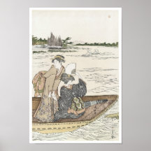 Ferry Boat on the Sumida River, Kiyonaga, 1780s Print