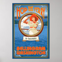 Ferry d'équitation de femme - Bellingham, Washingt Poster