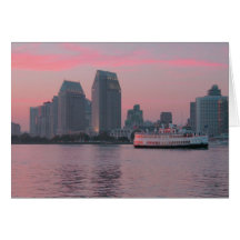 Ferry @ San Diego Sunset Greeting Card