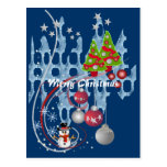 Festive blue Xmas card Post Card