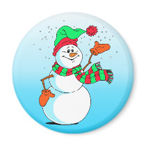 Festive Cartoon Snowman Refrigerator Magnets