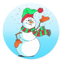 Festive Cartoon Snowman Sticker