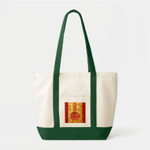 Festive Christmas Holiday Ornament Gold Glitter Canvas Bag