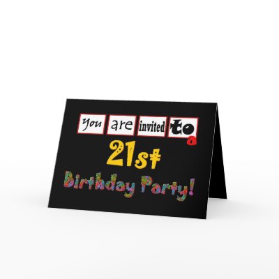 Festive & Colourful 21st Birthday Party Invitation Greeting Card by JaclinArt
