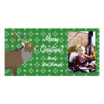 Festive Elk Christmas Green  Photo Card