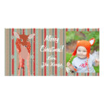 Festive Fawn Christmas Stripes Photo Card