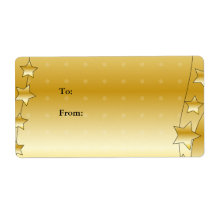 Festive golden design with stars shipping labels